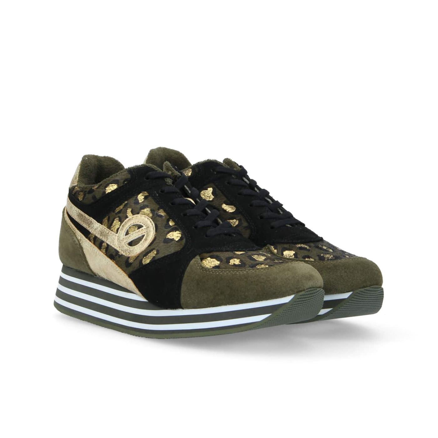 PARKO JOGGER W  -  SHINE LEO/SUEDE  - VERDE OLIVA/LEOPARDATO